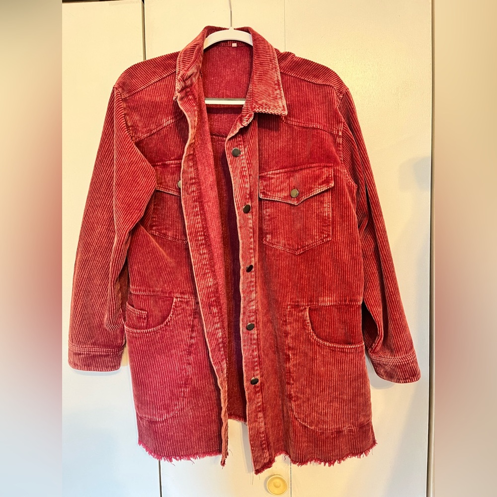 Pink cordoroy shacket
